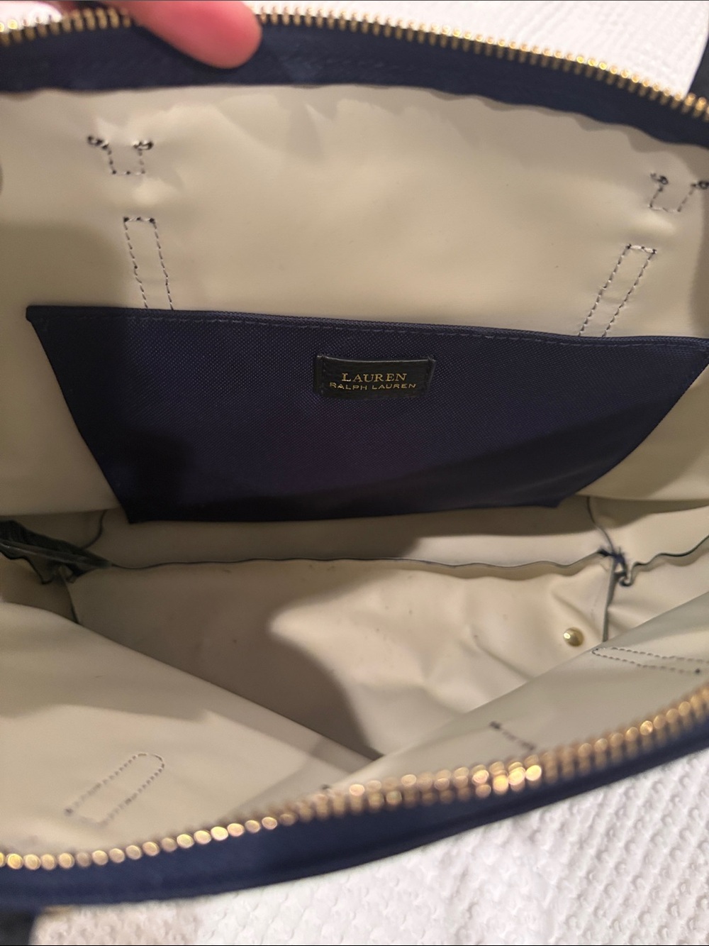 Lauren Ralph Lauren Navy and Black Tote with Gold Hardware - Picture 5 of 7